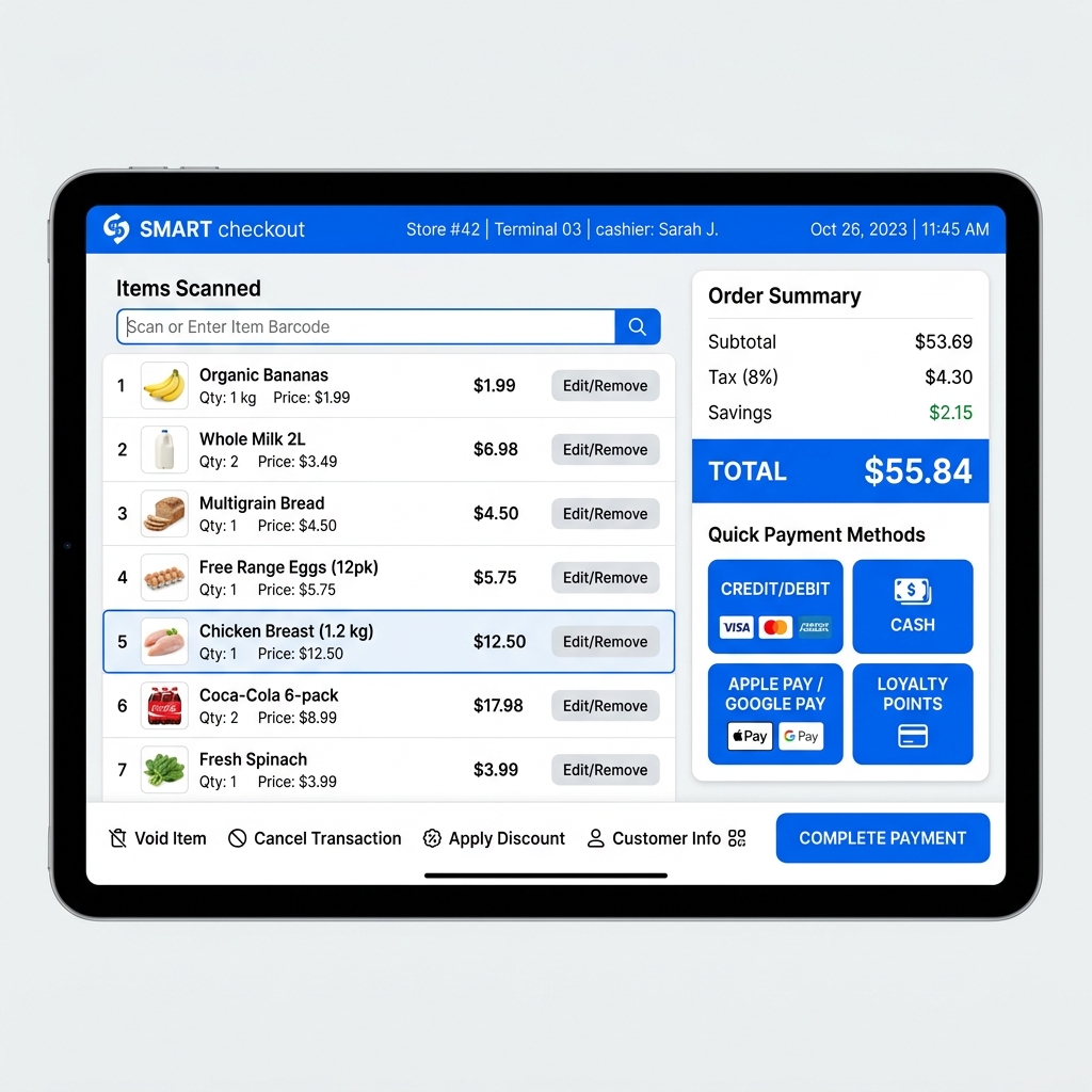 Supermarket POS Mockup